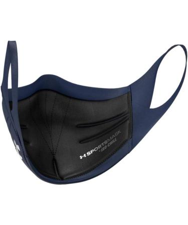 Under Armour Sports Mask for Adults - Midnight Blue/Silver Chrome Size S/M | 1 Pack - Buy Online on GoSupps.com