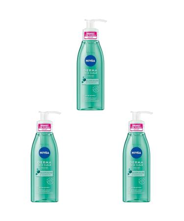 Nivea Derma Skin Clear Washing Gel (150 ml) clarifying and cleaning cleanser for impure skin effective cleaning gel with salicylic acid and niacinamide (pack with 3) pack of 3