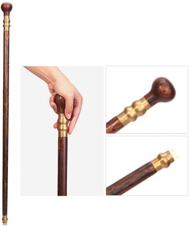 Cane Elderly Crutches Solid Wood Walking Stick Round Head Handle Civilian Rod Inlaid Aluminum Ring Length 88cm Available as Needed Truncated by Yourself Interesting - Buy Online on GoSupps.com