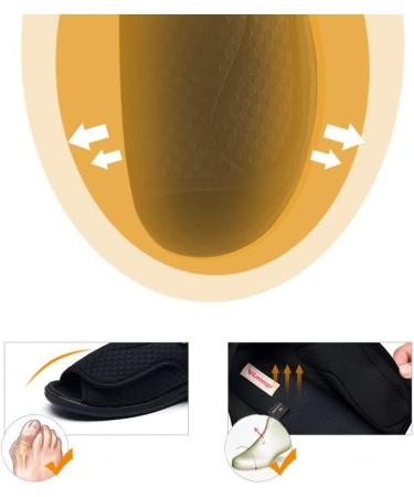 Men's Anti-Slip Breathable Lightweight Diabetic Shoes | Adjustable Easy On/Off Casual Comfy Slippers | Breathable Support Mesh, Arch Support, Bunions, Arthritis | Size 7.5 Black - Buy Online on GoSupps.com