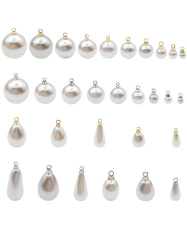 Unahtinr 30Pcs Hanging Caps Round Drops Highlight Imitation Pearl Pendant Earrings Accessories Pendant Sheep's Eye Hanging Caps