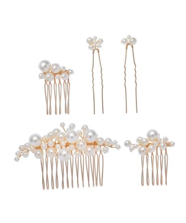 Ipetboom 1 Set Bride Wedding Hairpin Wedding Headdress Pearl Bun Hairpin Bride Hair Fork Pearl Hair Stick Pearl Hair Comb Pearl Hair Side Comb Bride Headdress Bride Hair Side Comb