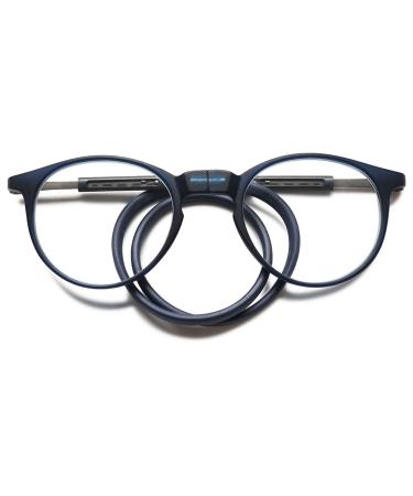 Vevesmundo round magnetic reading glasses around the neck clamps light ladies men's magnetic cap reading help glasses with magnetic 1 piece of blue reading glasses 2.5 x