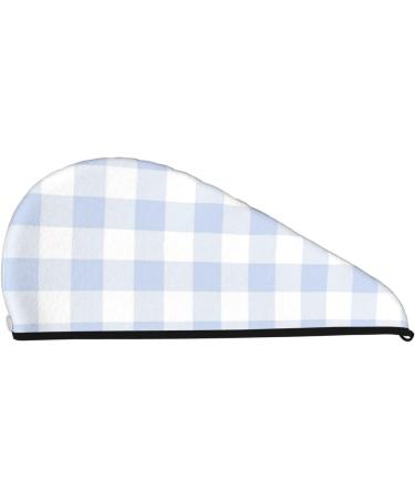 Blue Checkboard Microfiber Hair Towel - Ultra Soft & Absorbent Wrap for Long Curly & Thick Hair | Quick Dry Coral Velvet Cap for Women - Buy Online on GoSupps.com