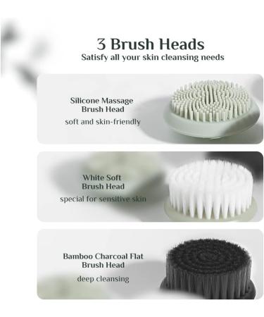 Electric Face Scrubber with Cleansing Station | Wireless Charging | 3 Brush Heads | Green - Buy Online on GoSupps.com