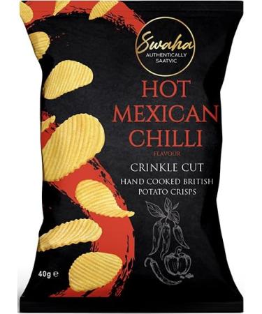 Swaha Crisps Hot Mexican Chilli 24 Packs X 40g - Pure Saatvic - Traditional Hand-Cooked Crisps from UK - All-Natural Gluten-Free Snack - 100% British Potatoes - Onion & Garlic Free