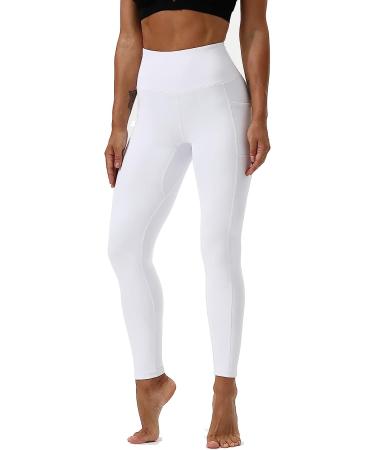 HOTSTUDIO White X-Large Yoga Pants with Pockets | High Waisted Workout Leggings for Women | Tummy Control Athletic Gym Leggings - Buy Online on GoSupps.com