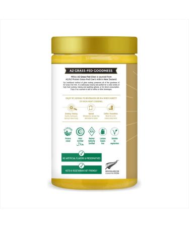 MILKIO Keto A2 Organic Ghee 8 Fl Oz - USDA Certified Grass Fed Clarified Butter, Paleo & Keto Friendly, Non-GMO, Gluten & Lactose Free - Buy Online on GoSupps.com