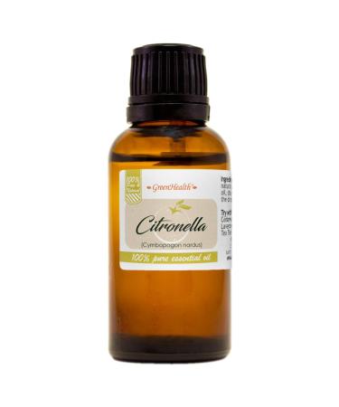 Citronella Essential Oil 1 fl oz (30 ml) Glass Bottle 100% Pure Essential Oil GreenHealth