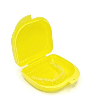 Genco Dental Retainer Case with Vent Holes - Orthodontic container for holding retainers  aligner  night-guard/mouth-guard. Small and Durable retainer case (Yellow) 1 Pack Yellow