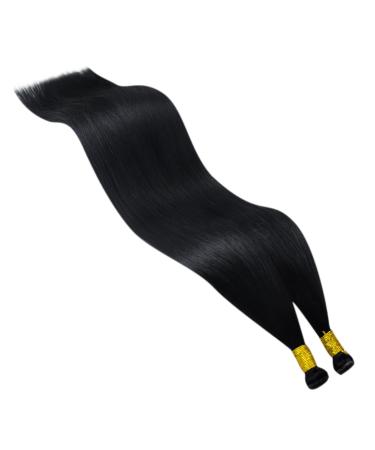 Buy Youngsee Genius Weft Real Hair Extensions - 55cm Virgin Black Tressen | Remy Hair for Smooth Weaving - Buy Online on GoSupps.com