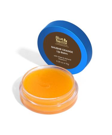Blue Nectar Shubhr Orange Lip Balm & Gloss with Ghee And Natural Vitamin C for Dry Chapped Lips|100% Ayurvedic|Paraben & Sulphate Free| (0.5 oz 10 Herbs)