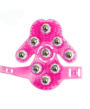 Topwon Palm Shaped Massage Glove 360-degree-roller Metal Roller Ball Beauty Body Care Cellulite Reduction (Pink)