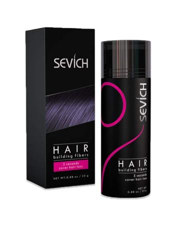 SEVICH Unisex Hair Fibers - 5 Seconds Conceals Loss Hair Rebuilding, Nature Keratin Fibers for Thinning Hair, 25g - Black 0.88 Ounce (Pack of 1) black