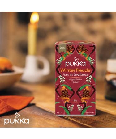 Pukka Organic Tea Winter Joy - Limited Edition | Ginger Cinnamon Cloves & Orange | Pack of 4 (80 Bags) - Perfect for Contemplative Moments | International Shipping Available - Buy Online on GoSupps.com