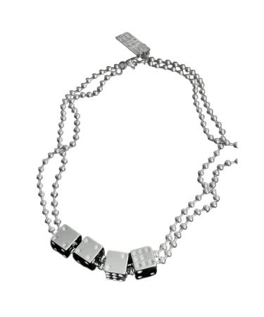 Oralgo's necklace with cube trailer for women and men double-aged splicing choker necklaces hip-hop punk collarbone chain