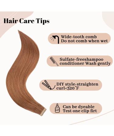 Hotlulana 24-Inch Auburn Ginger Tape Extensions | 100% Real Human Hair | Invisible Skin Weft | 20pcs #30 - Buy Online on GoSupps.com