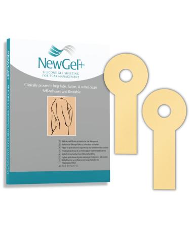 NewGel+ Advanced Silicone Scar Treatment Tape Lollypop Shaped 1 mm thick for Post Breast Surgery Cosmetic Procedure 2.875 x 6.5 2-Count - BEIGE