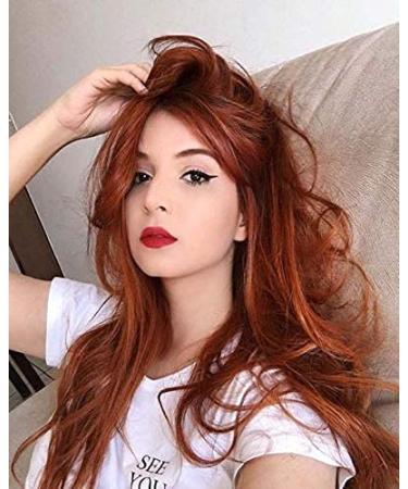 PORSMEER Auburn Red Brown Long Curly Wig for Women | Natural Copper Synthetic Hair | Perfect for Cosplay & Parties - Buy Online on GoSupps.com