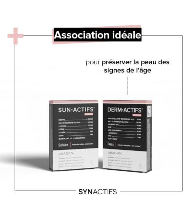 ARAGAN - Synactives - Sunactif - Self-tanning Food Supplement - Keratin Borage Oil L-Tyrosine Zinc Selenium and Vitamin D - 30 capsules - 15 to 30 days taken - Made in France - Buy Online on GoSupps.com