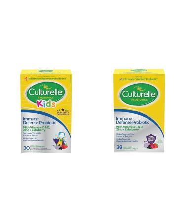 Culturelle Kids Immune Defense Probiotic + Elderberry Vitamin C and Zinc Immune Support for Kids & Immune Defense Probiotic + Elderberry Vitamin C and Zinc Immune Support for Adults