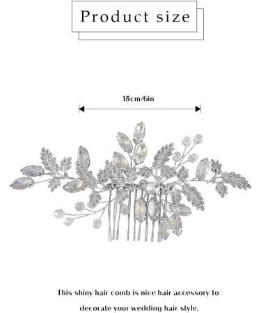 Zoestar Bride Wedding Hair Comb Crystal Leaf Headpiece Rhinestone Beaded Hair Accessories for Women and Girls (Silver) - Buy Online on GoSupps.com