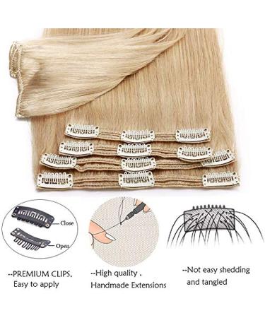 SEGO Real Hair Clip-in Extensions - 8 Piece Party Set 100% Remy Medium Blonde #24 25cm - 110g - Buy Online on GoSupps.com