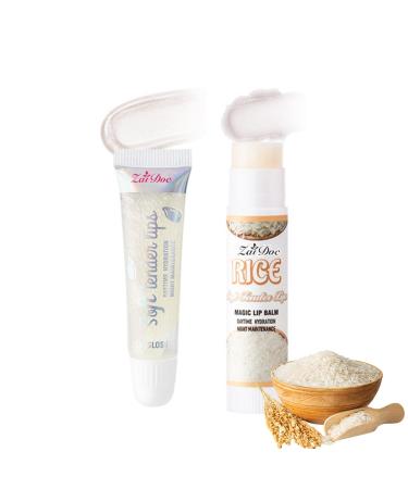 ZAIDOC 2-in-1 Lip Gloss & Balm Glassy Glowy Shine Tinted Moisturizing Lip Care Nourishes with Vitamin E & Beeswax Watermelon 0.24/0.14oz (rice)