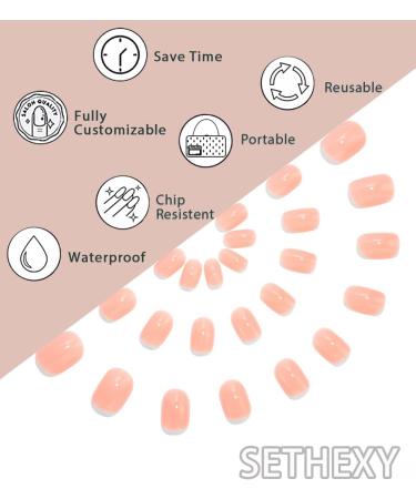 Sethexy Short Square Pink False Nails - 24Pcs Glossy Pure Color Collection for Women and Girls - Buy Online on GoSupps.com