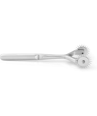 Stainless Steel Double Nerve Wheel Needle Roller Massage Roller - Double Pain (Chrome) | International Shipping Available - Buy Online on GoSupps.com