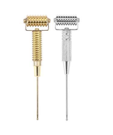 Facial Roller Massager - Acupuncture Points Probe Spring Needle Massage Roller for Face Ear (Color : Silver)