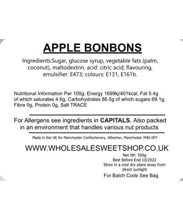 Ellies Jellies Apple Bonbons 500g Bag Sugar Dusted Apple Flavoured Sweets Classic Sweets Traditional Taste - Buy Online on GoSupps.com
