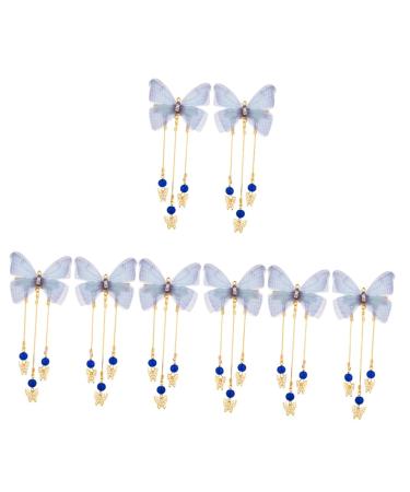 minkissy 4 Pairs Hanfu Butterfly Headdress Han Chinese Costume Accessories Hanfu Hair Clip Fabric Hairpin Kimono Hair Accessories Hair Barrettes Metal Hair Clips Jewelry Child Tassel Alloy