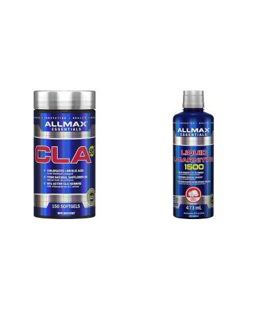 ALLMAX Nutrition - CLA95 - Highest Purity CLA Yield - 150 Count 150-Count & Nutrition - L-Carnitine Liquid + Vitamin B5 - Fruit Punch - 473 ml