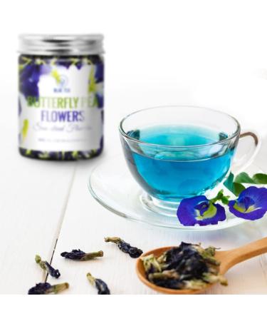 Organic Blue Butterfly Pea Flower Tea - Natural Colorant for Food & Beverages | 150 Cups | GMO & Gluten Free | Farm Packed in Recyclable PET Jar - Buy Online on GoSupps.com