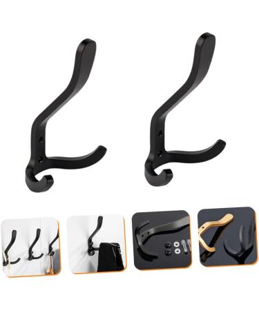 STOBAZA 2pcs Hook up Wall Hooks for Coats Hat Hooks Double Prong Hook Aluminum Hooks Child Clothing Cupboard 11X6X4CM Black - Buy Online on GoSupps.com
