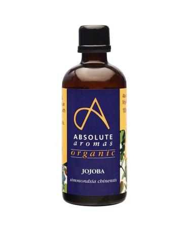 Absolute aromas organic JOJOBA oil 100ml in glass bottle - pure natural cold pressed vegan and animal test -free - basic oil for massages and moisture dispensers for hair face skin and nails
