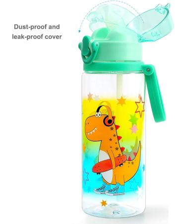 Home Tune Cute Dinosaur Water Bottle for Kids - BPA Free, Leak Proof, Easy Clean, 24oz with Soft Silicone Straw and One Click Open Flip Top - Buy Online on GoSupps.com