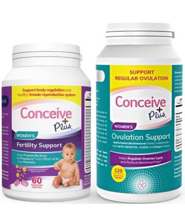 CONCEIVE PLUS Ovulation Bundle Womens Fertility Supplement Prenatal Vitamins and Ovulation PCOS Support Capsules