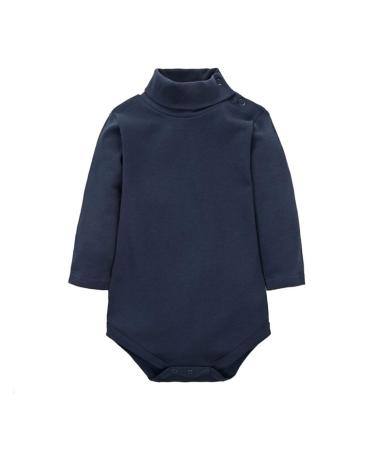CuteOn Baby Boys Girls Solid Color Basic Turtleneck Cotton Bodysuit Jumpsuit Royalblue 9 Months 9 Months Royalblue