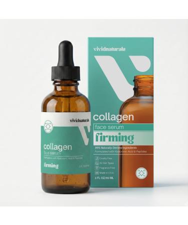 Collagen Serum For Face Made in USA 60ml-Collagen Skin Care with Peptides & Hyaluronic Acid Firming Serum Hydrating Lightweight Smooth Anti Aging Facial Serums For Women Skincare by Vivid Naturals
