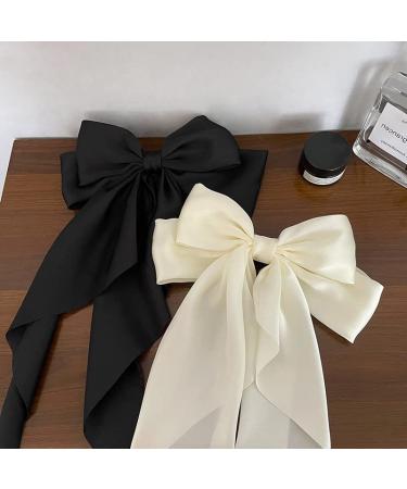 3 Pcs Bow Ribbon Hair Clip Solid Satin Clip Hair Pin Retro Headband with Clips Women Girls Hair Accessories for party