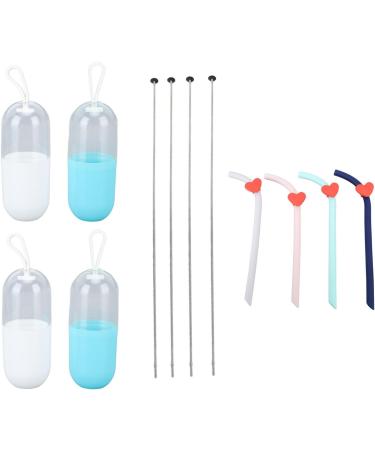 Foldable Silicone Straws Easy Cleaning Portable Foldable Silicone Straws Odorless Blue Pink Green Gray Safe for Camping Picnics - Buy Online on GoSupps.com