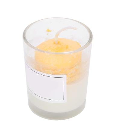 Aromatherapy Candle Glass Cup Aromatherapy Fragrance Candle Banquet Wedding Candlestick Home Decoration Portable Cute Travel Decorative Candles for Birthday Housewarming Gift Yellow