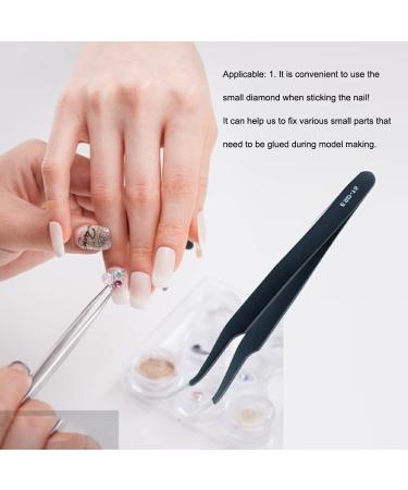 Dajidafu Stainless Steel Tweezers Anti-static Curved Nail Art Picking Pointed Rhinestones Nippers Elbow Precision Tools - Buy Online on GoSupps.com