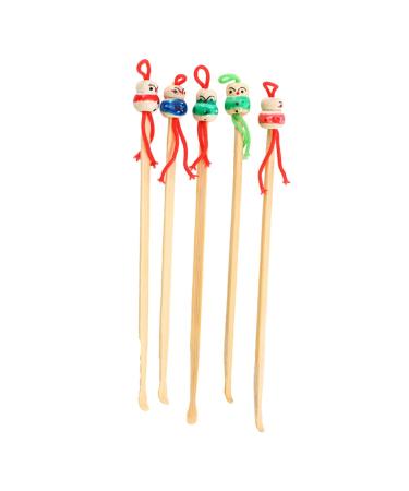 COLLBATH 12Pcs Cartoon Wooden Ear Wax Removers Creative Wax Cleaners for Adults Ear Random Colors and Easy to Use Ear Cleaning Tools