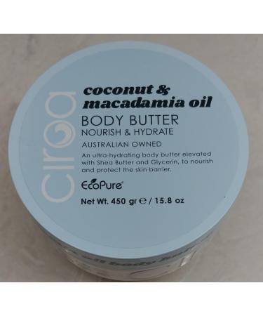 Ciroa BODY BUTTER Coconut & Macadamia Oil 15.8 oz (450gr) Dermatologically Tested Nourish & Hydrate Pack of One