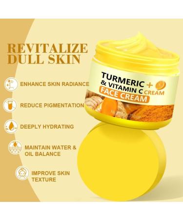 2PcsTurmeric Vitamin C Serum + Face Cream Turmeric Face Creamm for Hydrating Firming Tightening Skin Turmeric Vitamin C Oil Cream for Dark Spots Designed to Create Smooth And Radiant Skin - Buy Online on GoSupps.com