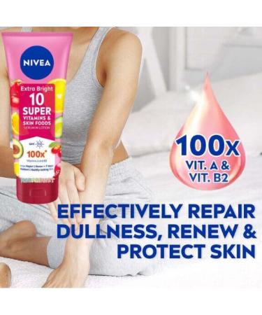 NIVEA Extra Bright Body Serum Lotion with 10 Super Vitamins - 320ml (Pack of 1) | Best Skin Care for Radiant Skin - International Shipping Available - Buy Online on GoSupps.com