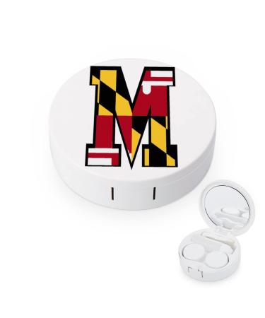 Maryland Flag M Round Case For Contact Lens Kit Storage Box with Mirror Printed